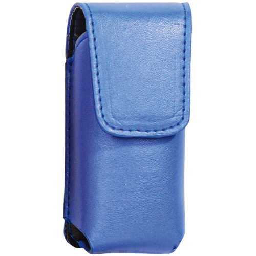 Blue leatherette holster for the Li’L Guy stun gun with flap closure