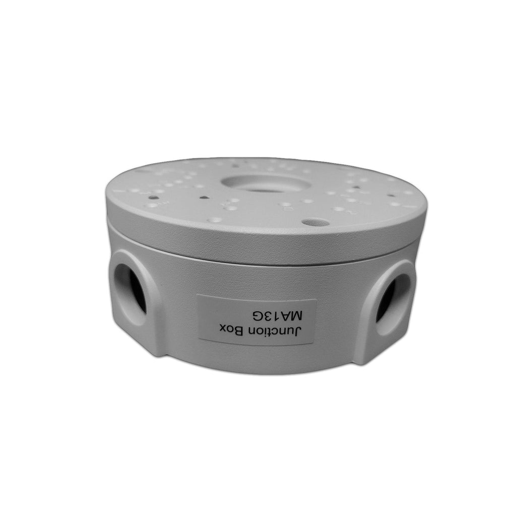 Side view of the Montavue MA13G gray junction box showing the cable entry