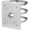 Montavue MAM150 pole mount bracket with mounting plate, cable opening and three metal fastening straps