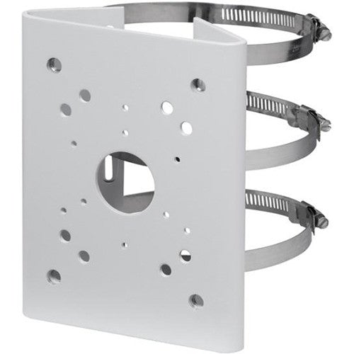 Montavue MAM150 pole mount bracket with mounting plate, cable opening and three metal fastening straps