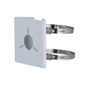 Montavue MAM157 pole mount bracket with mounting plate, cable opening and two metal fastening straps