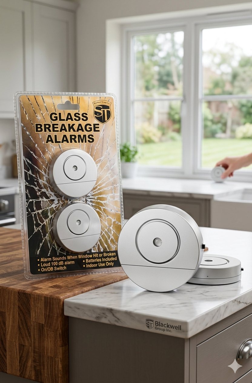 100dB Glass Break Vibration Alarm (2-Pack)