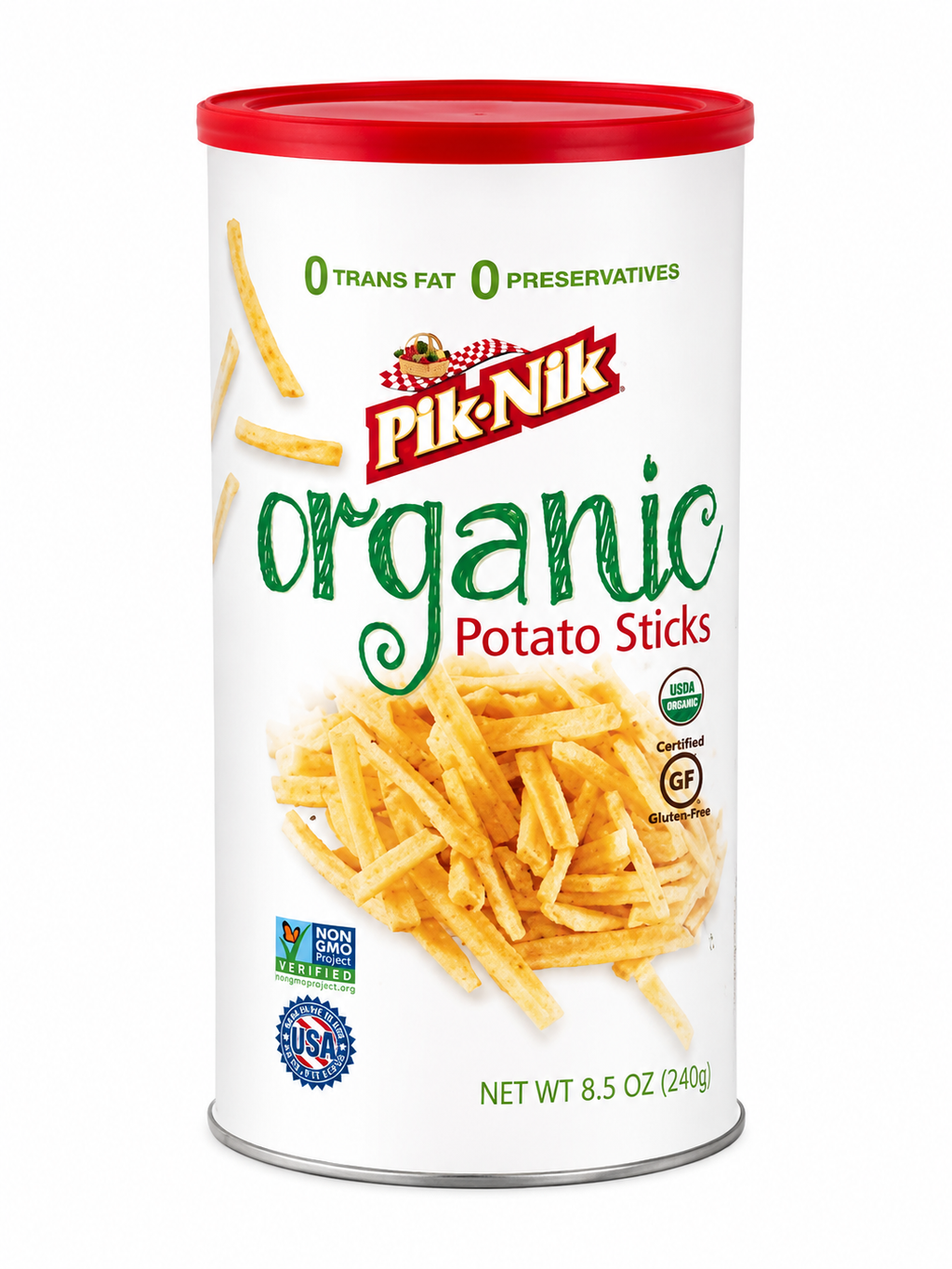 Potato stick diversion safe disguised as an organic snack can with concealed storage compartment.