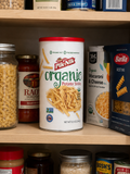 Potato stick diversion safe disguised as a food container on a pantry shelf for concealed storage.
