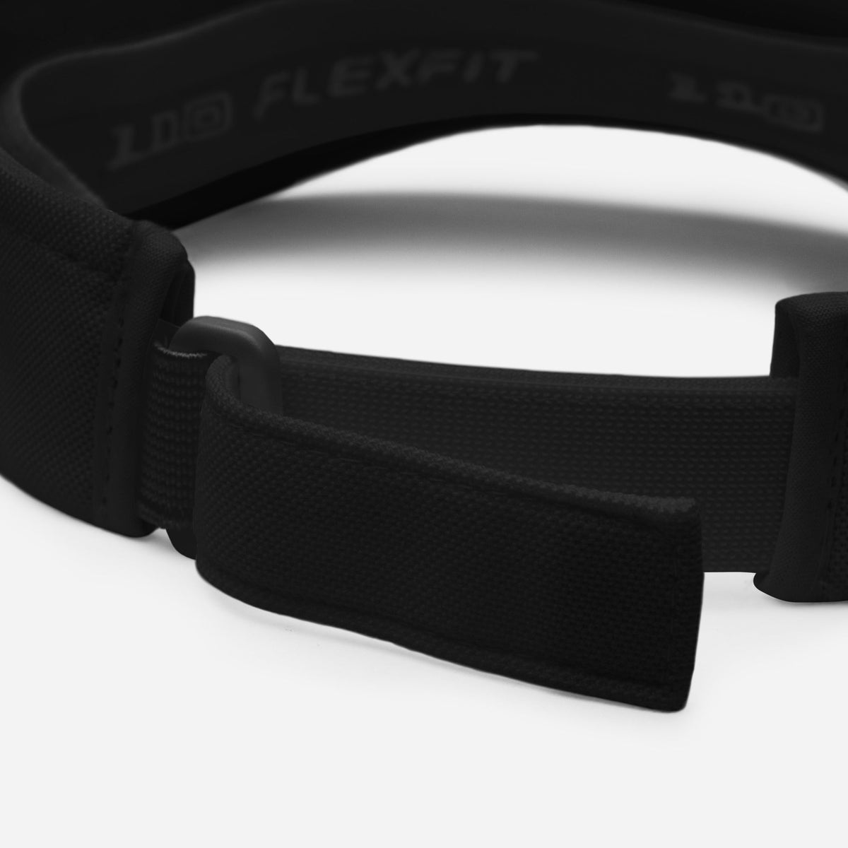 Rear strap detail of a black SECURITY visor.
