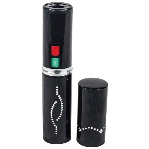 Black Stun Master lipstick stun gun with flashlight and removable cap