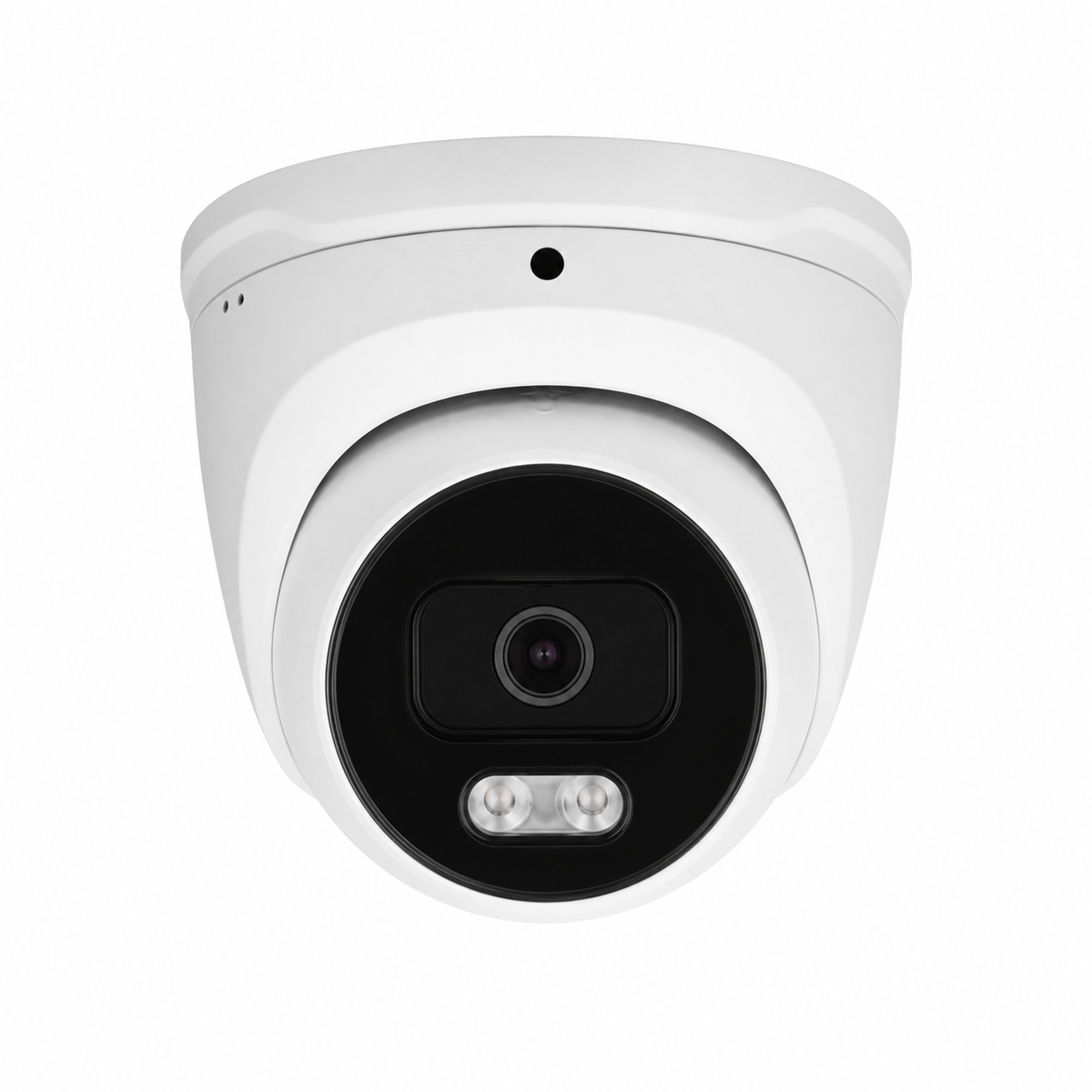 White Montavue Nexus 8MP active deterrence turret camera showing lens and light panel.