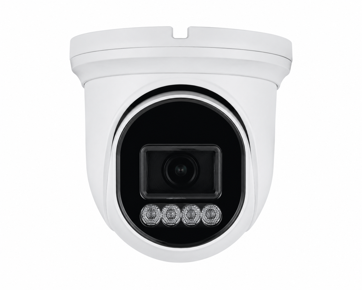 White Montavue Nexus Home 8MP turret camera with black lens face.